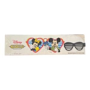 Disney Mickey & Minnie Mouse Hearts Auto Shade Sun Visor & Black Glasses